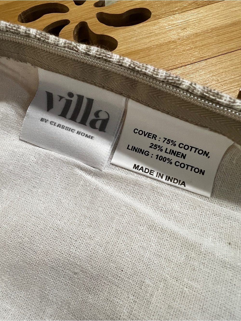 NWT - Villa 75% linen 25% cotton pillow covers / cases PAIR tan stripe - Picture 7 of 10